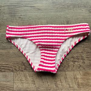 Solid & striped pink and white bikini bottoms XS